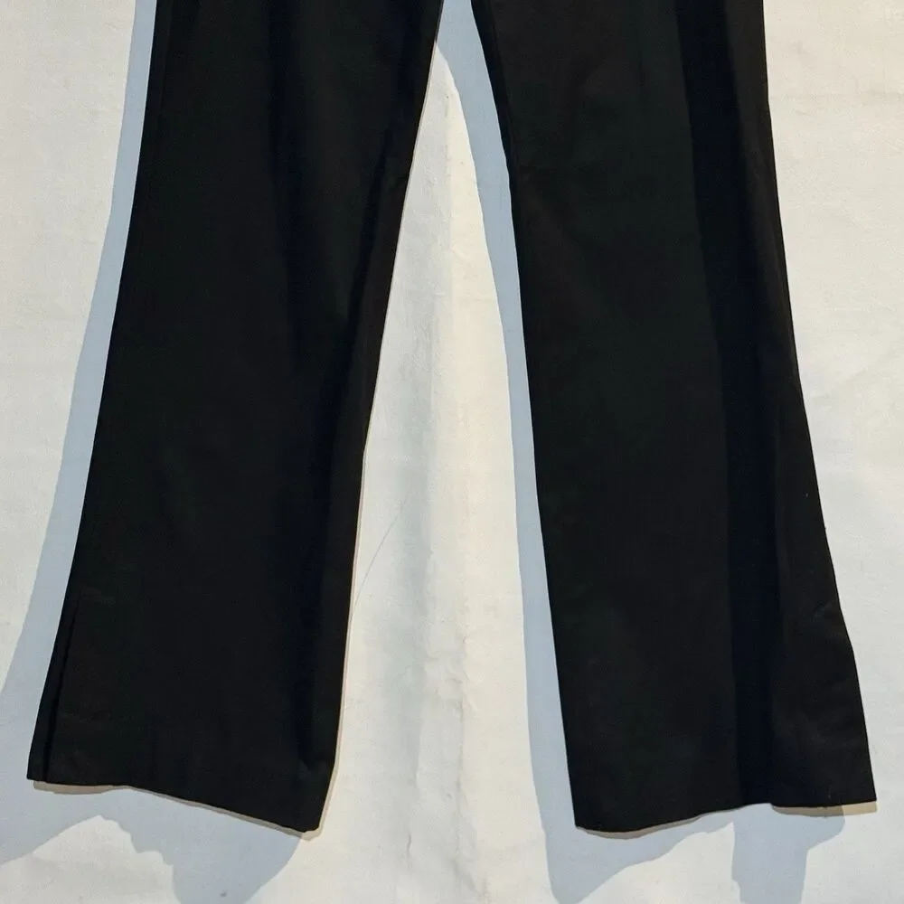 Kulson Italy Black Dress Pants Size 10 Stretch Cotton Cupro Made Italy Split Hem - Picture 11 of 16